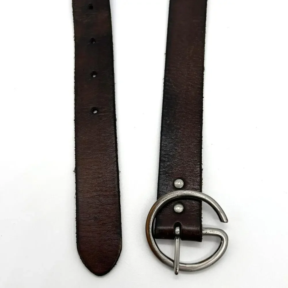 Vintage 90's Gap Jeans Genuine Leather Distressed Belt Brown Roller Buckle L